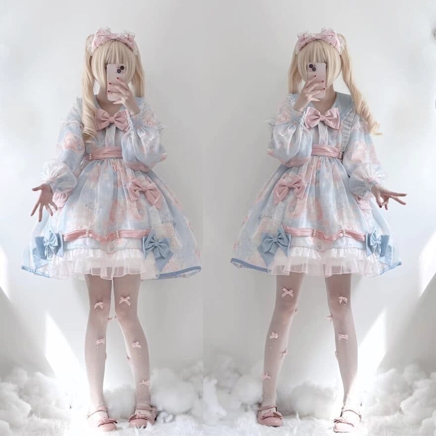 ゴスロリ 甘ロリ ロリータ パステル ワンピース リボン うさぎ ラッピング