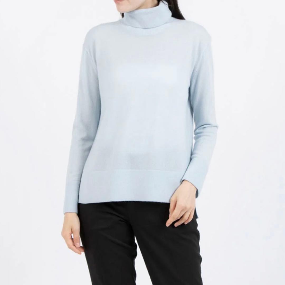 【新品タグ付き】24AW カシミヤ タートルネック アイスブルー XS