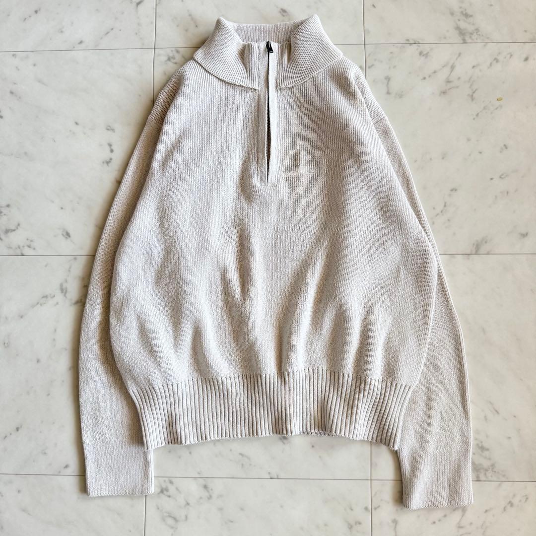 マーガレットハウエル　洗える　コットンニット　ハーフジップ　プルオーバー