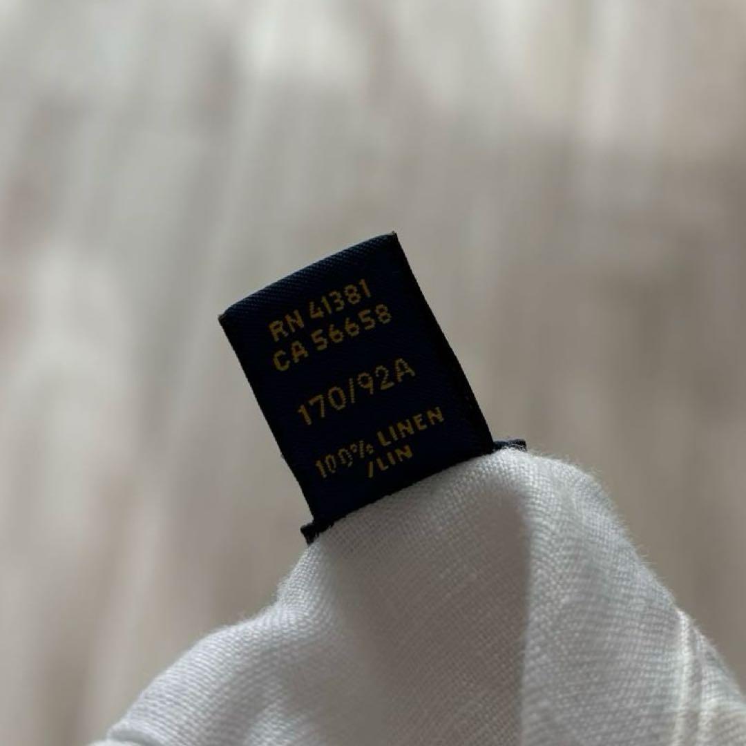 ポロラルフローレン リネン100% 長袖シャツ S ホワイト ポニー刺繍 近年