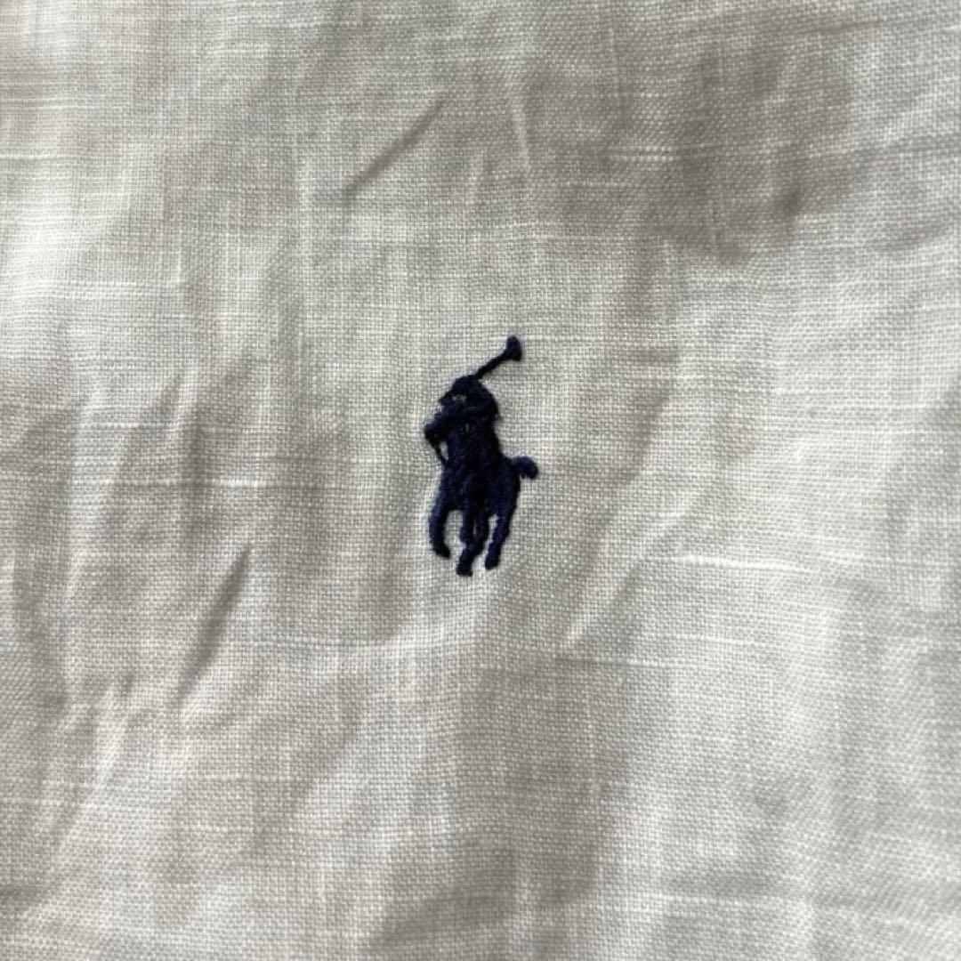 ポロラルフローレン リネン100% 長袖シャツ S ホワイト ポニー刺繍 近年