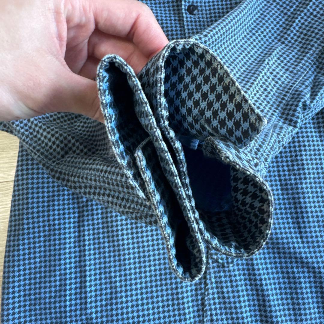 RRLダブルアールエル インディゴ染めワークシャツ　千鳥格子　ネルシャツ