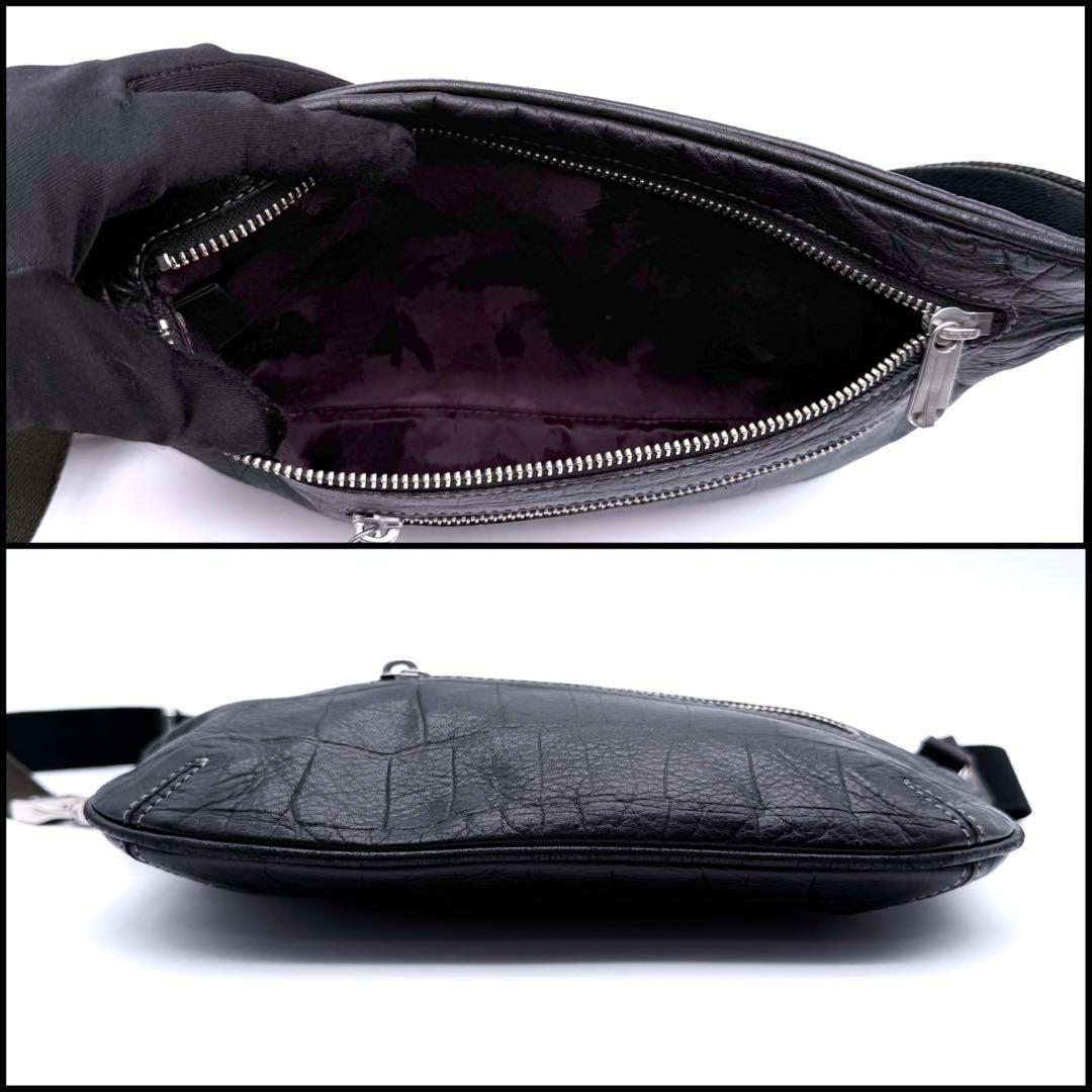 【極美品】aniary アニアリ　クロコ型押し　ボディバッグ　スリングバッグ