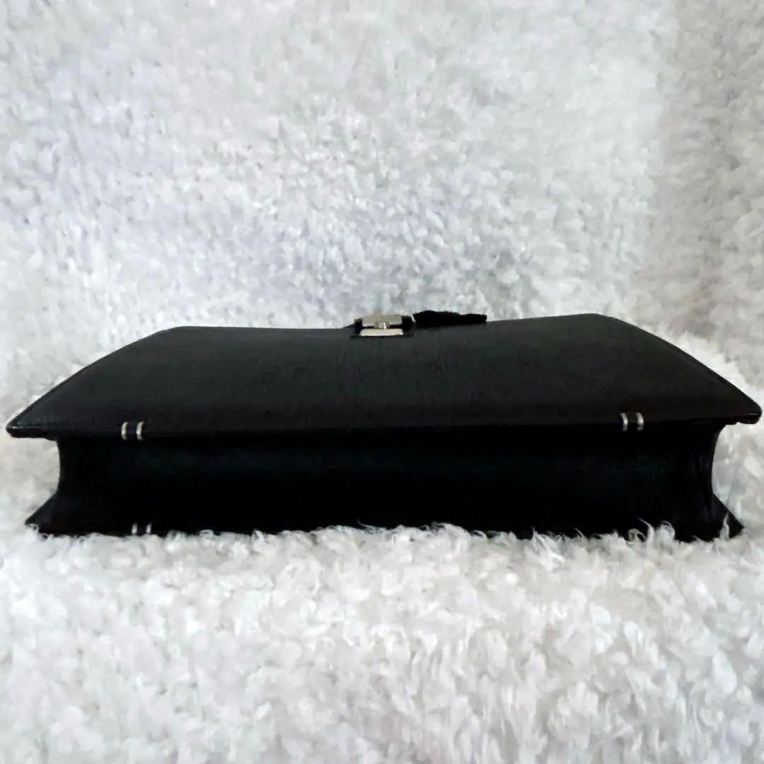 タグ付未使用 希少 山羊革 シボ革 ダレスバッグ ブラック ナース鞄工 黒