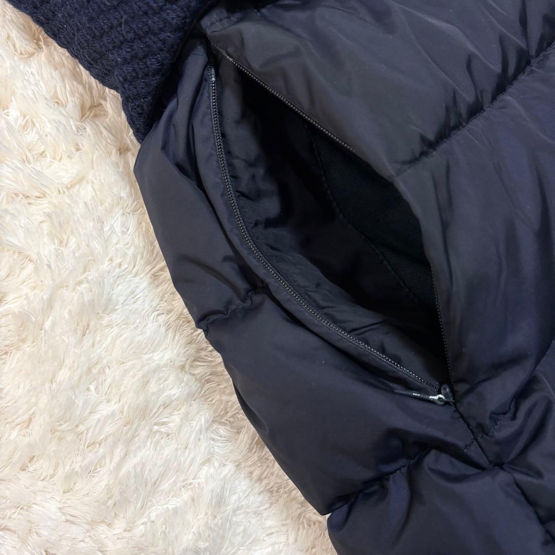 HERNO ダウンコート ロング ウール 切替 ジップアップ 異素材 紺 44