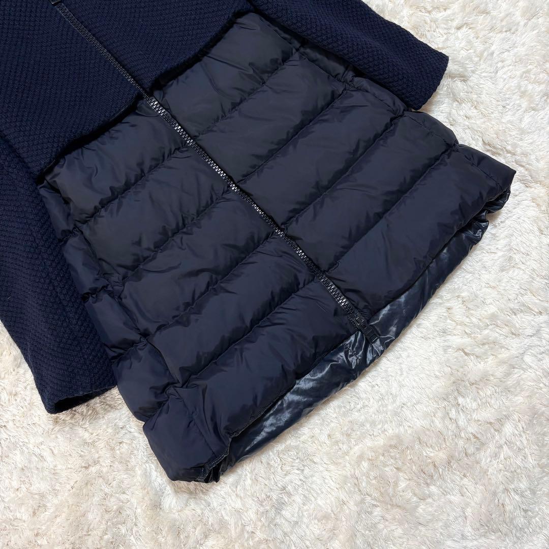 HERNO ダウンコート ロング ウール 切替 ジップアップ 異素材 紺 44