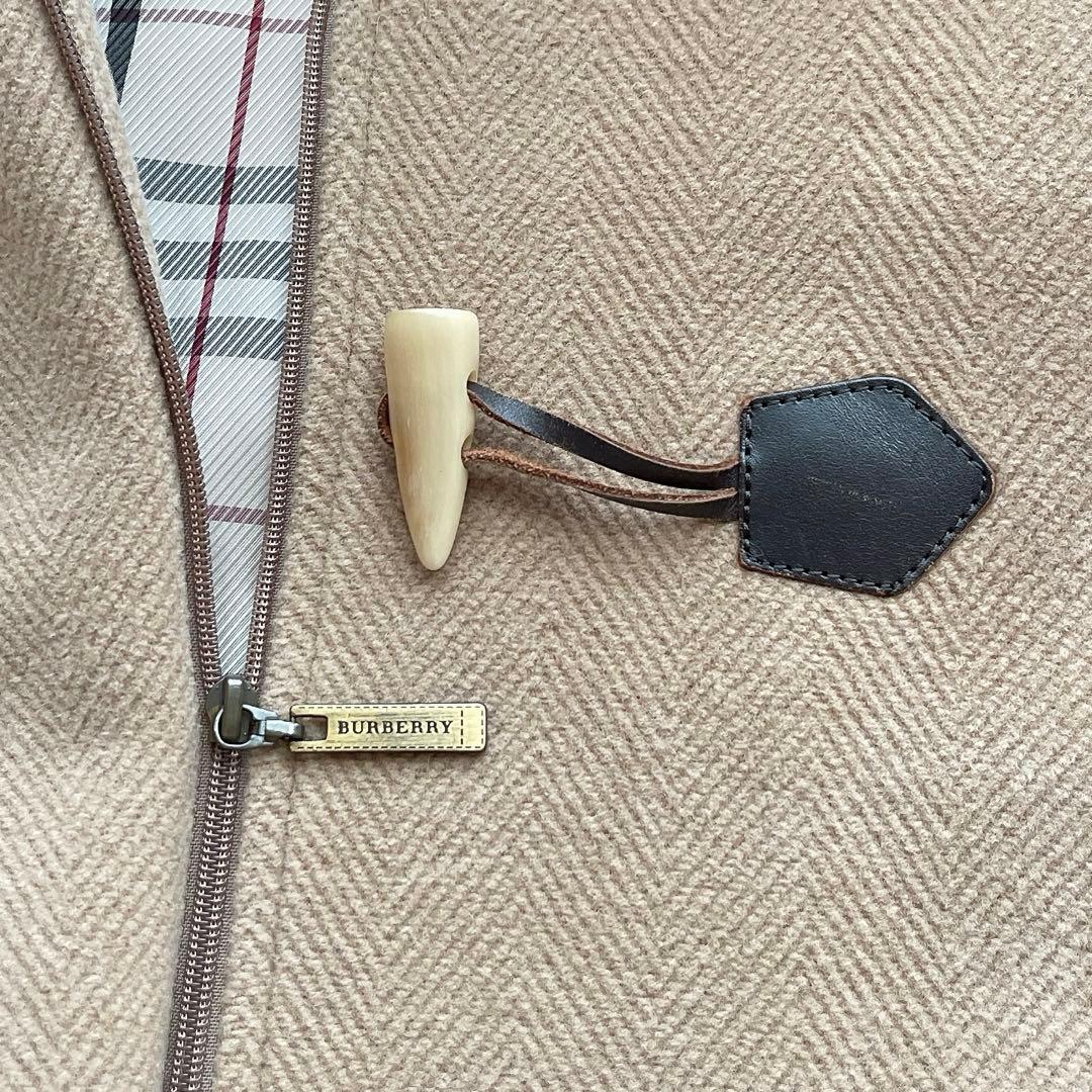 バーバリーロンドン ダッフルコート ノバチェック ファー アンゴラ混 ベージュ