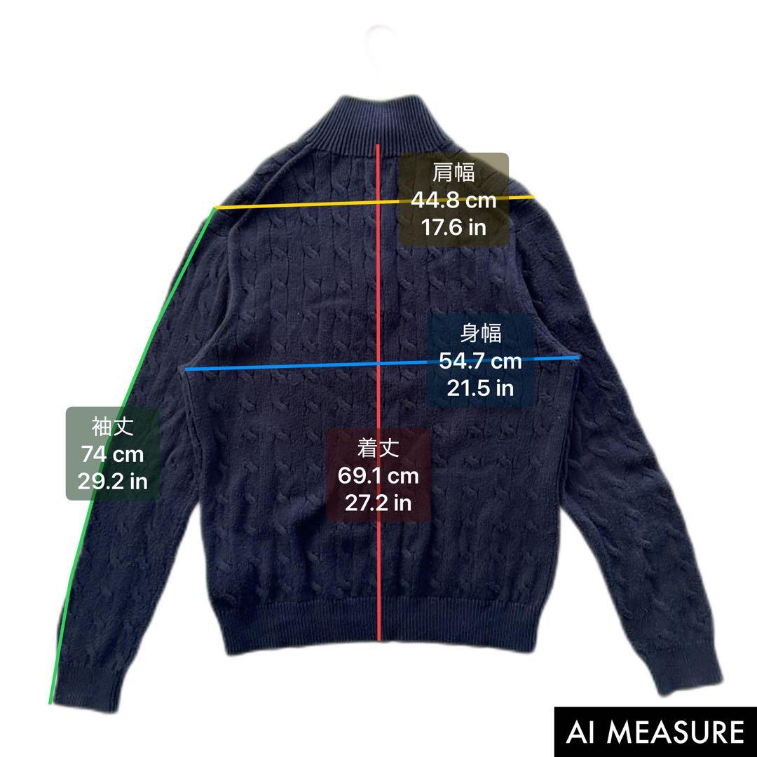 同色ポニー刺繍✨️ポロラルフローレン ハーフジップ ケーブルニット L ネイビー