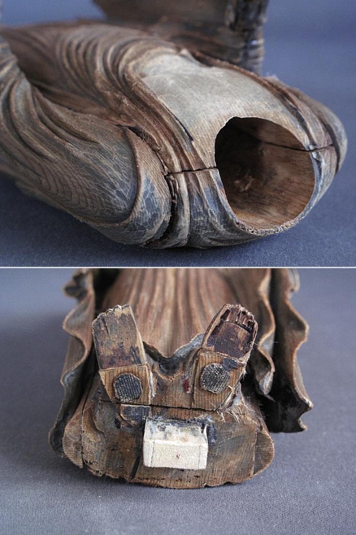 珍しい像!!『玉眼寄木造り 分解 阿弥陀如来像』総高30㎝ 像高26.5㎝