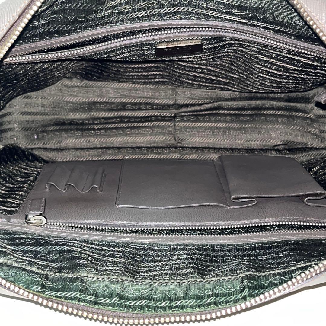 PRADA プラダ ブリーフケース ビジネスバッグ サフィアーノ レザー グレー