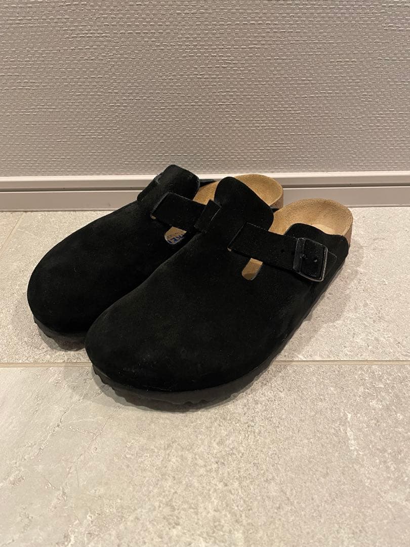 美品 ビルケンシュトック ボストン 38 ナロー　ブラックスエード 24.5