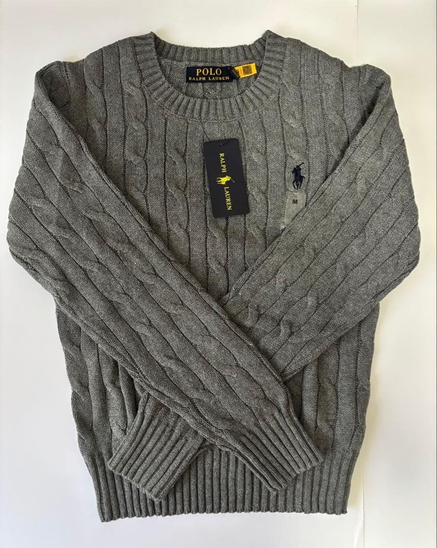 【新品タグ付】POLO ラルフローレン ケーブルニット グレー M 女性向け