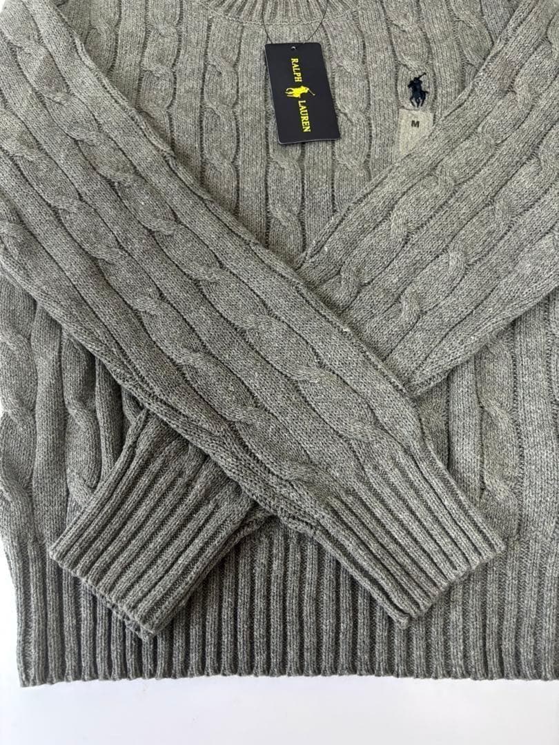 【新品タグ付】POLO ラルフローレン ケーブルニット グレー M 女性向け