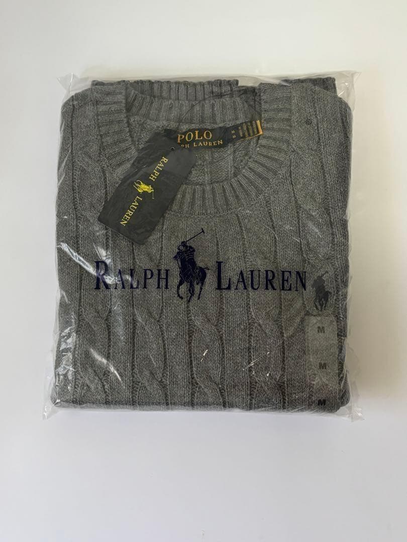 【新品タグ付】POLO ラルフローレン ケーブルニット グレー M 女性向け