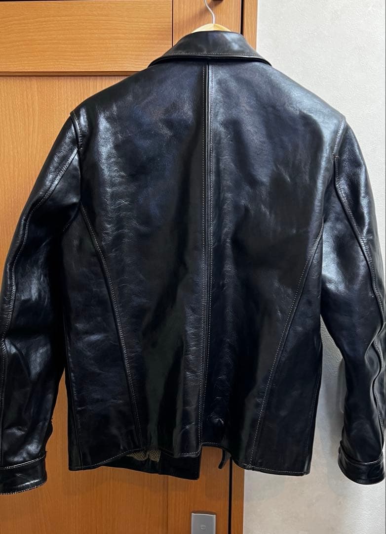 茶芯ホースハイドレザージャケット　所ジョージさん着用