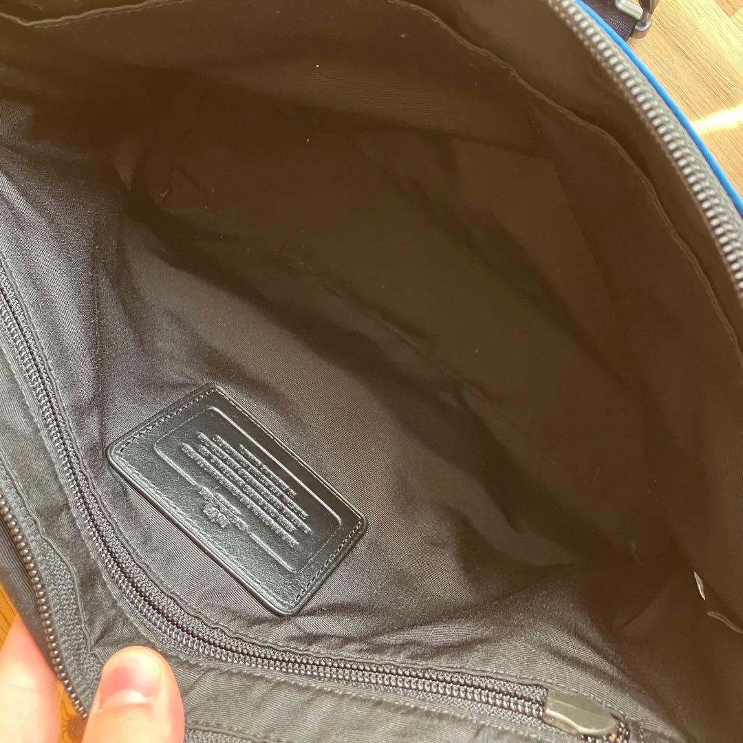 COACH（コーチ）メンズ メッセンジャーバッグ ナイロン×レザー ブルー