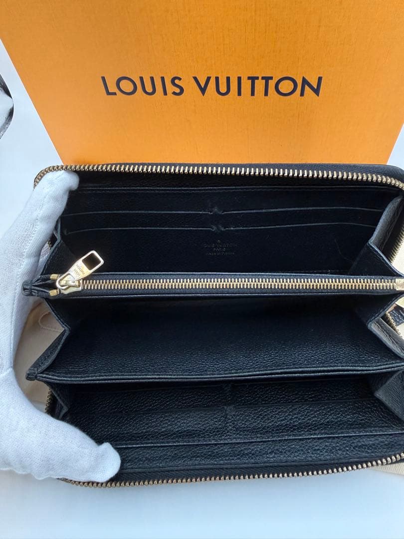 美品・ルイヴィトン アンプラント ジッピー 黒 長財布