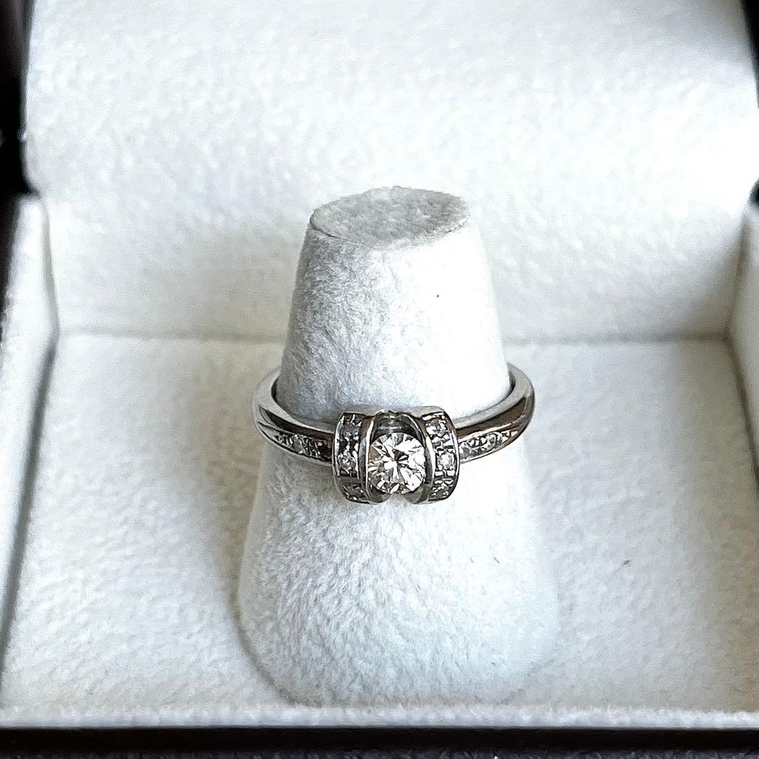 プラチナ ダイヤモンドリング Pt900 0.24ct/0.10ct 11号