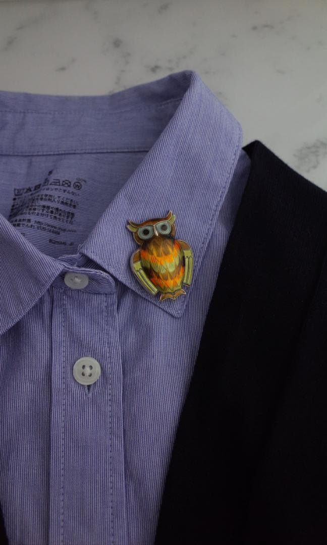 Norway＊北欧ヴィンテージシルバーブローチ＊ゴールドフクロウ＊アンティーク