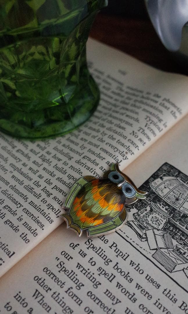 Norway＊北欧ヴィンテージシルバーブローチ＊ゴールドフクロウ＊アンティーク