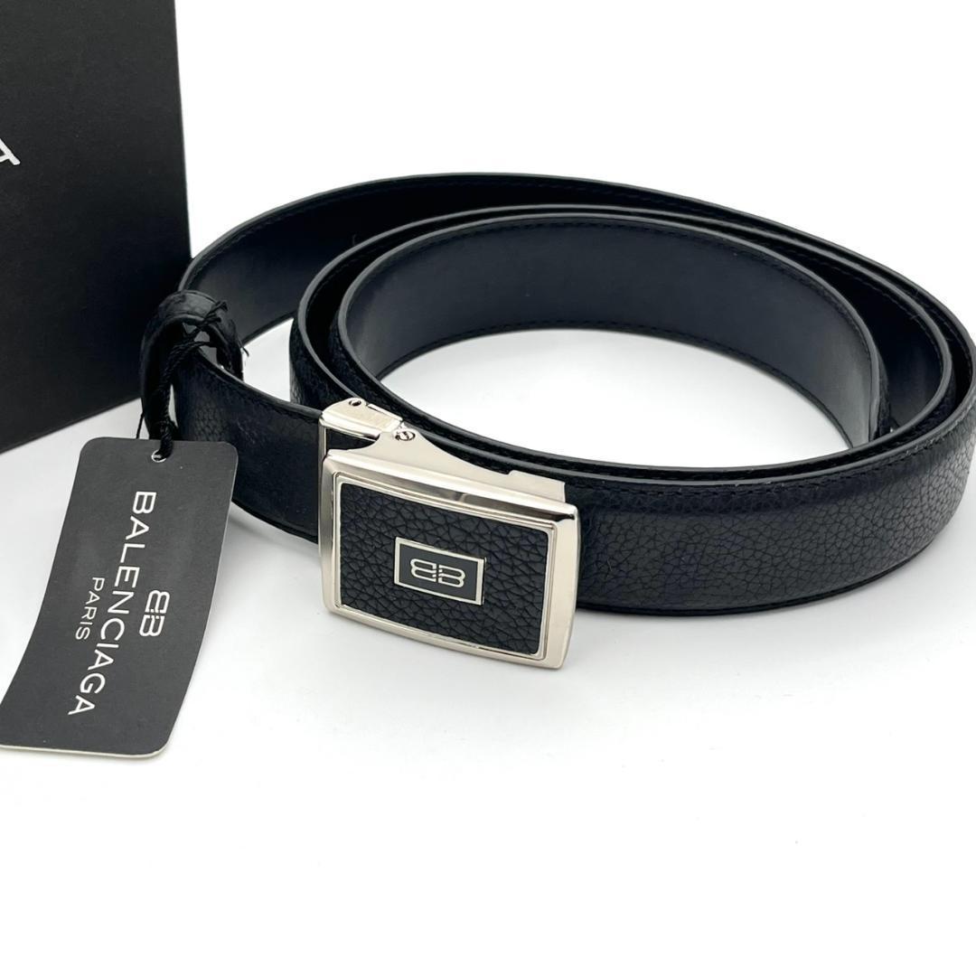 新品タグ付 バレンシアガ ベルト レザー ロゴバックル ブラック 箱付き メンズ