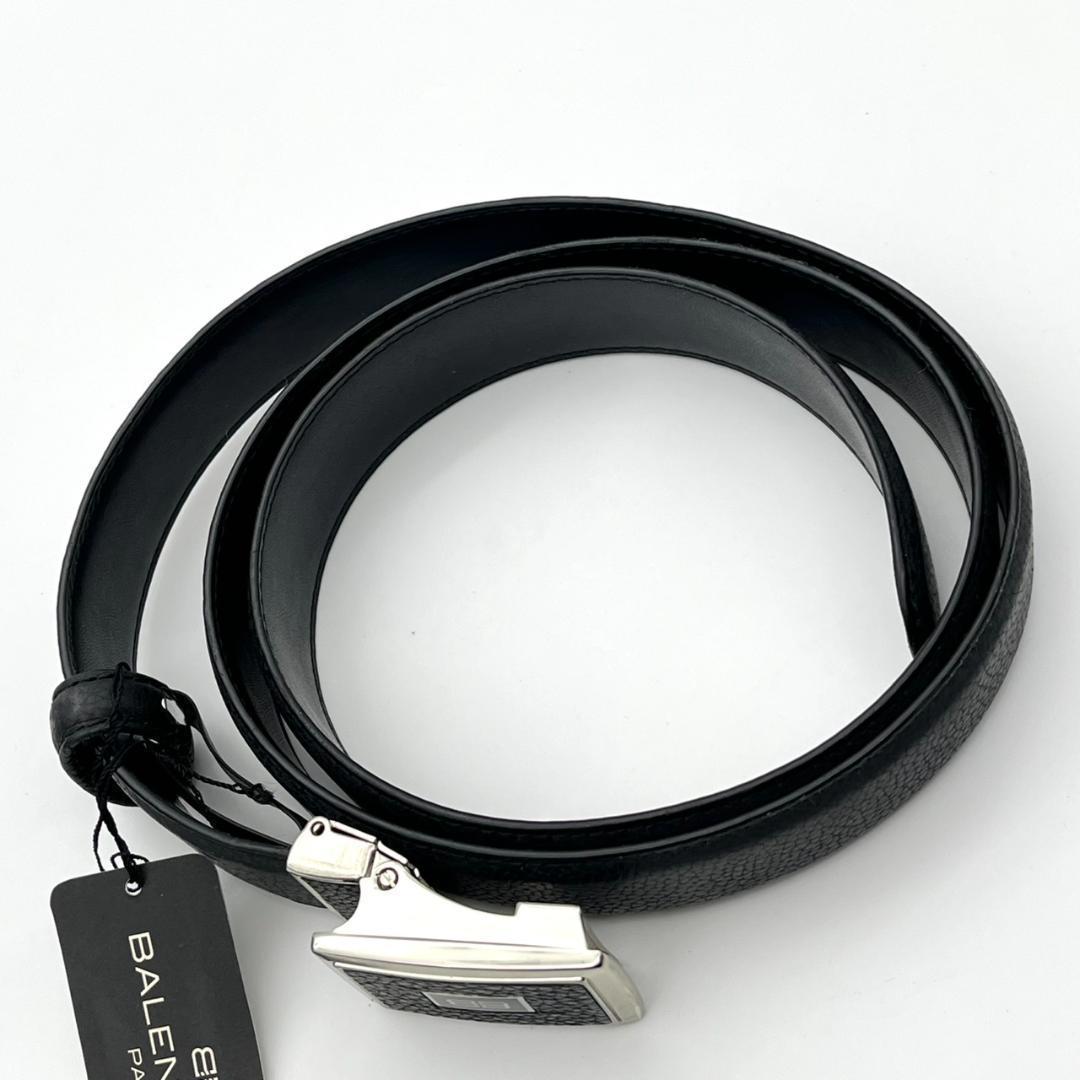新品タグ付 バレンシアガ ベルト レザー ロゴバックル ブラック 箱付き メンズ