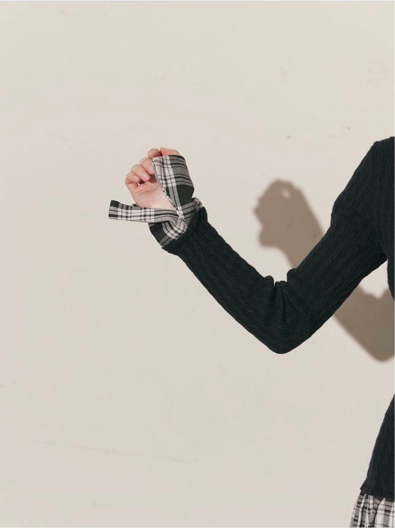 新品タグ付き Randy カービーニットチェックドッキングワンピース ブラック