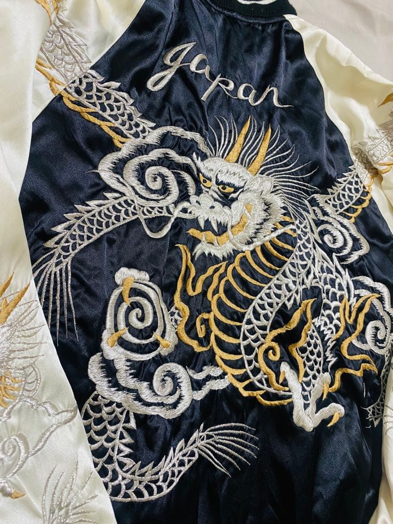 日本製 90s vintage 龍 手作り 限定 スカジャン サテン Japan