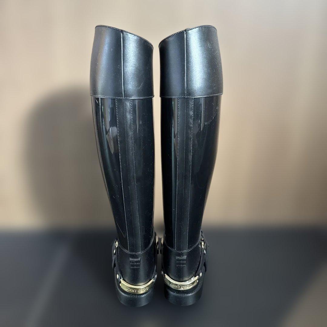 JIMMY CHOO ジミーチュウ　ストラップ付き　レインブーツ 黒　37