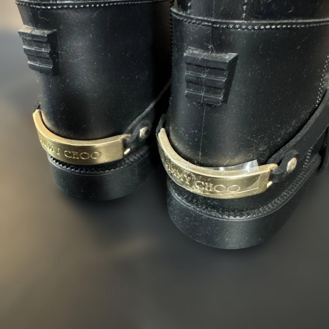 JIMMY CHOO ジミーチュウ　ストラップ付き　レインブーツ 黒　37