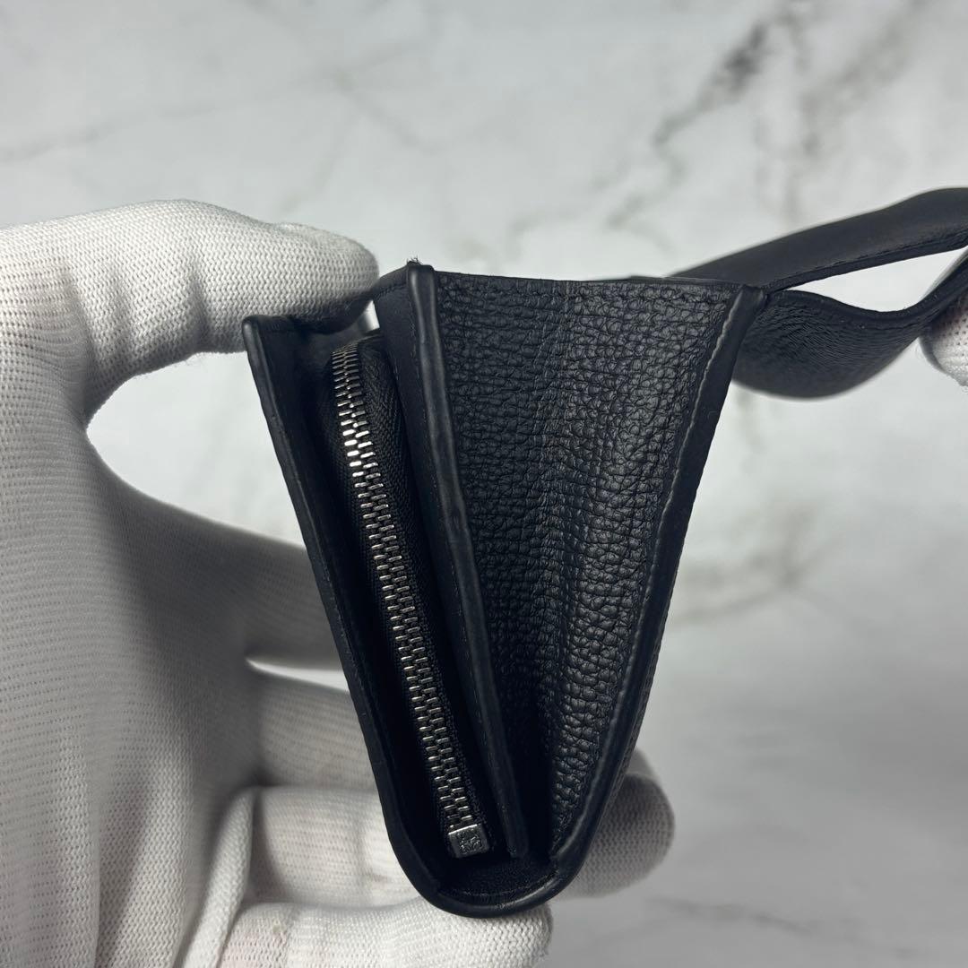 【美品】ロエベ 二つ折り財布 アナグラム コンパクト フラップウォレット