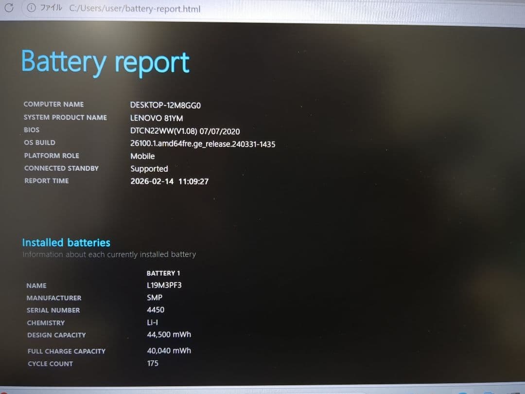 IdeaPad5 Ryzen 3・4GBメモリ・128GBSSD 14ARE05