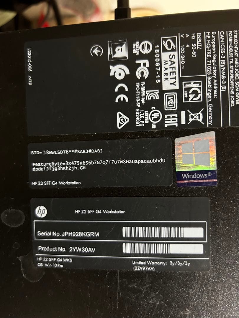 ワークステーション HP Z2 SFF G4 Workstation 16GB