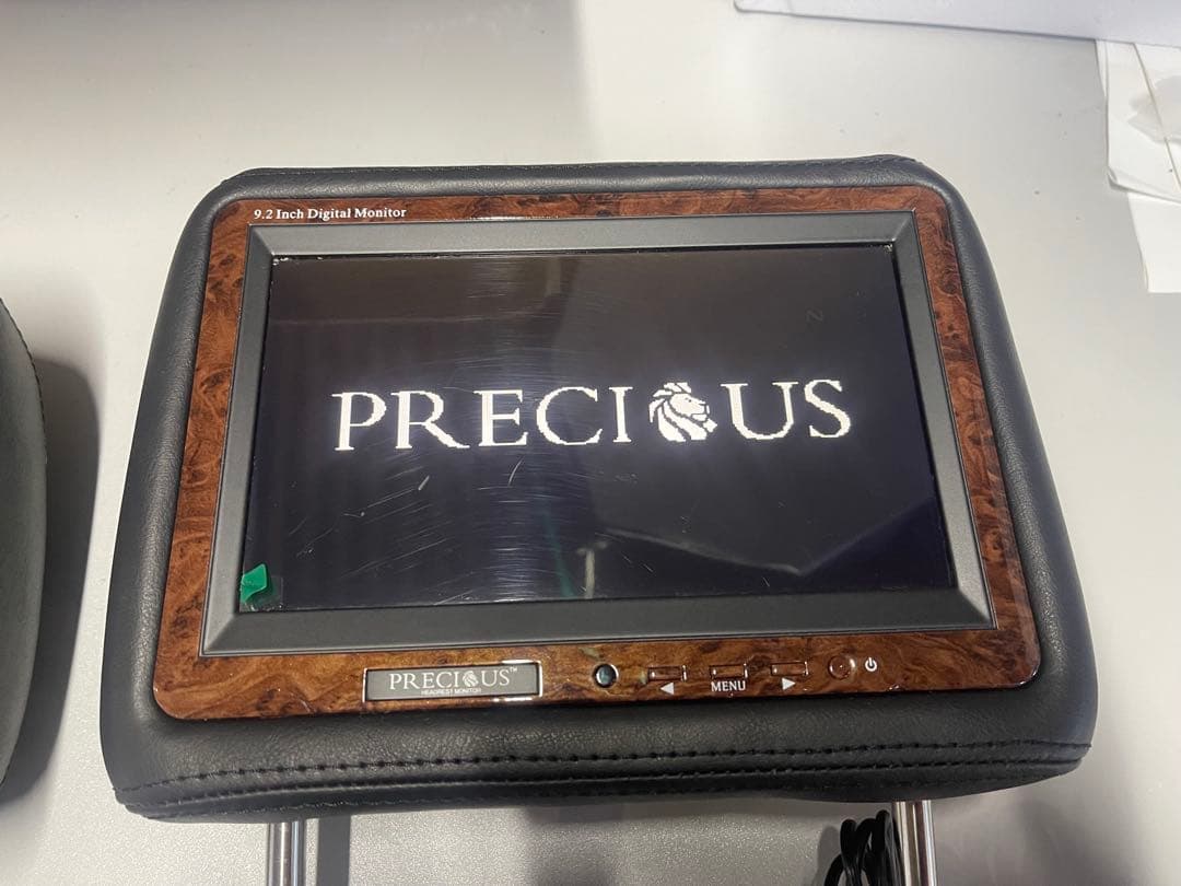 9.2インチ液晶搭載 ヘッドレストモニター 黒×茶ウッド