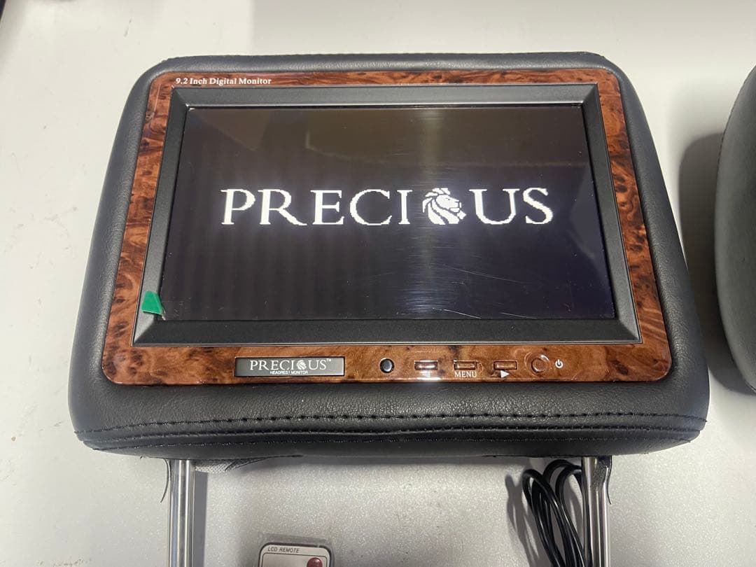 9.2インチ液晶搭載 ヘッドレストモニター 黒×茶ウッド