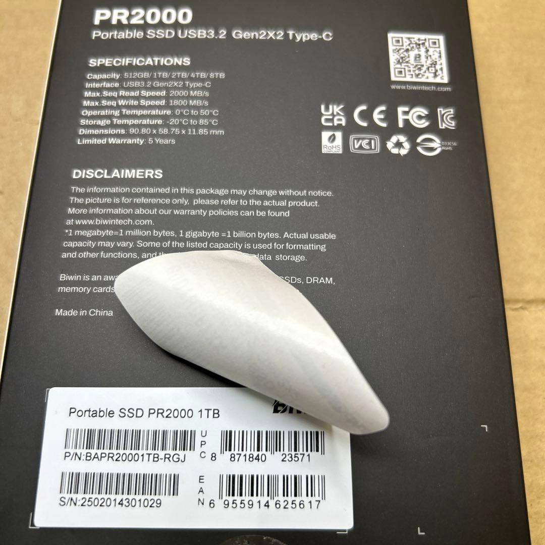 Biwin 外付けSSD 1TB PR2000