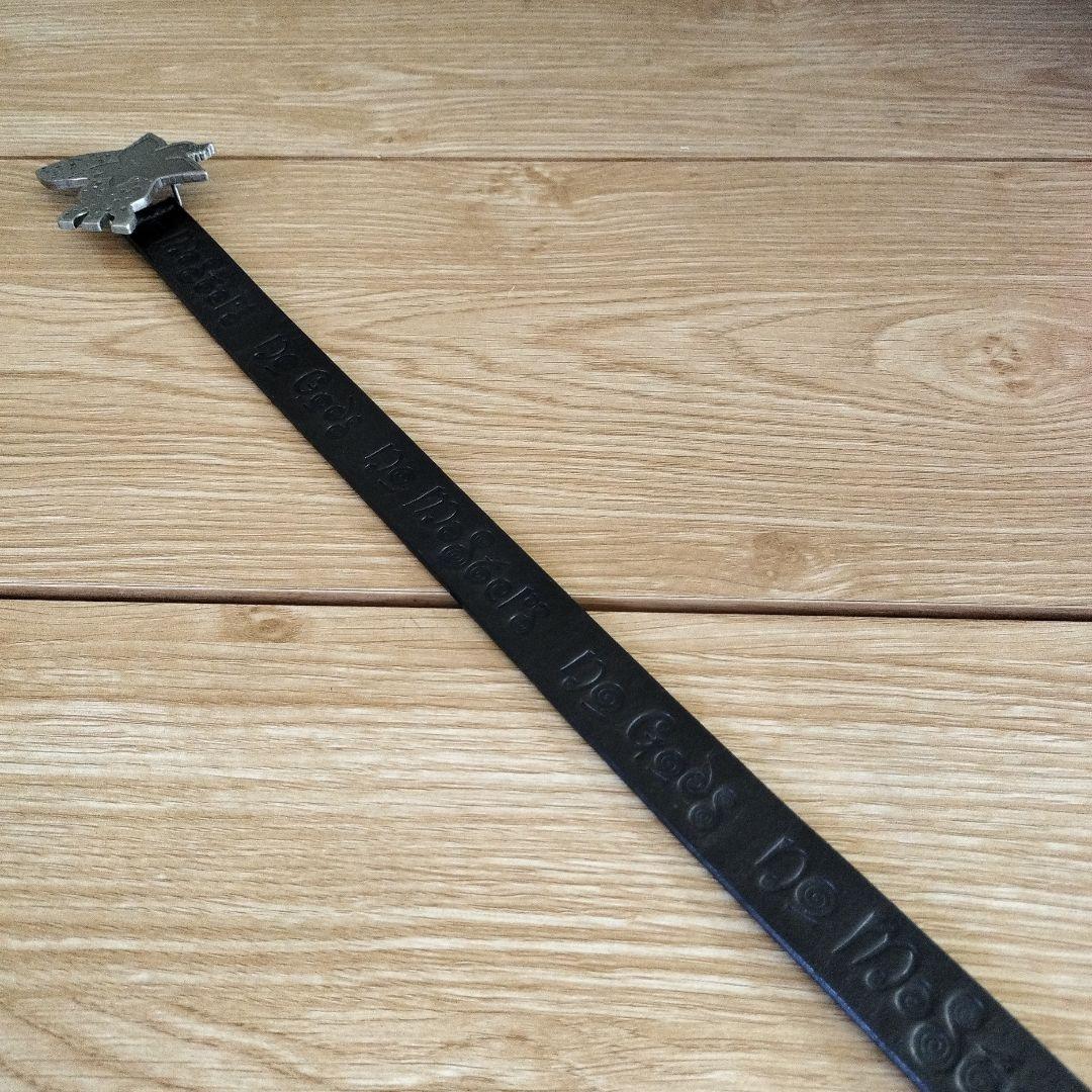 鳩バックル付き黒レザーベルト