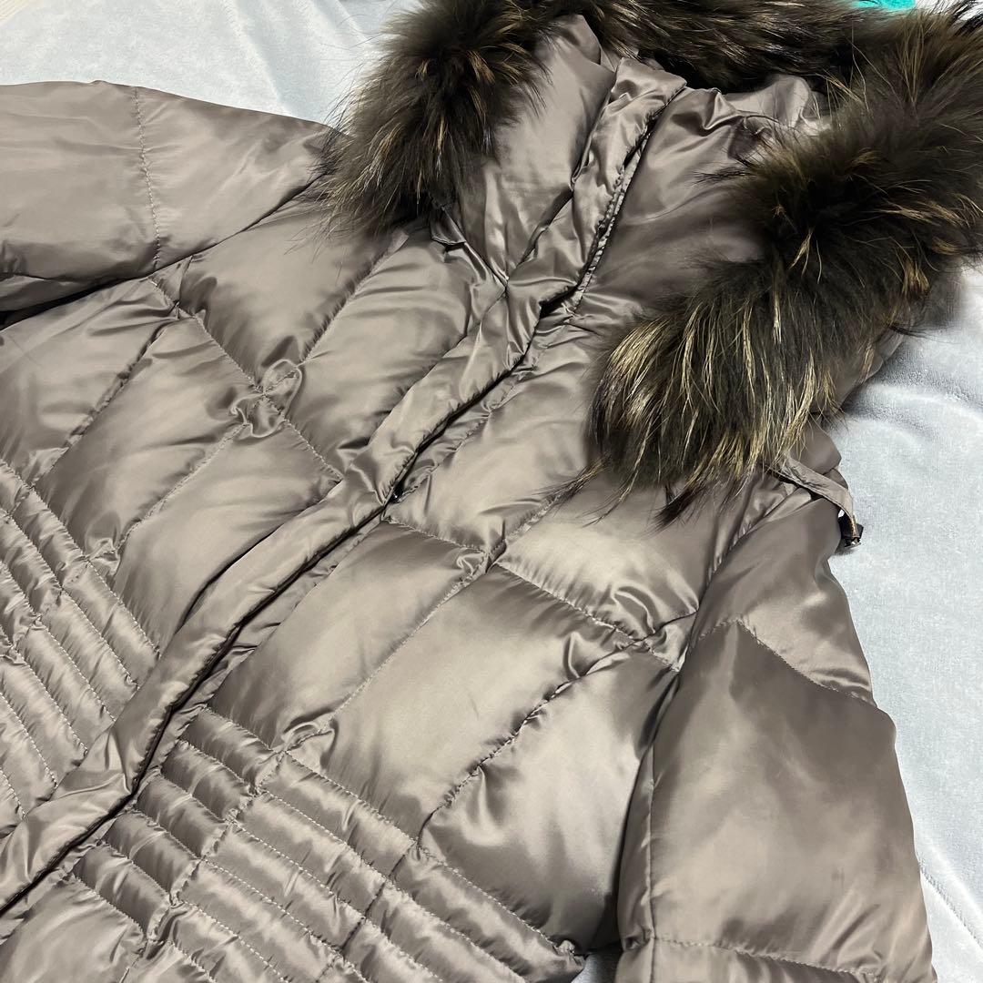 ✨極美品✨23区シレータフタ ダウンコートフードラクーンファー ブラウン42