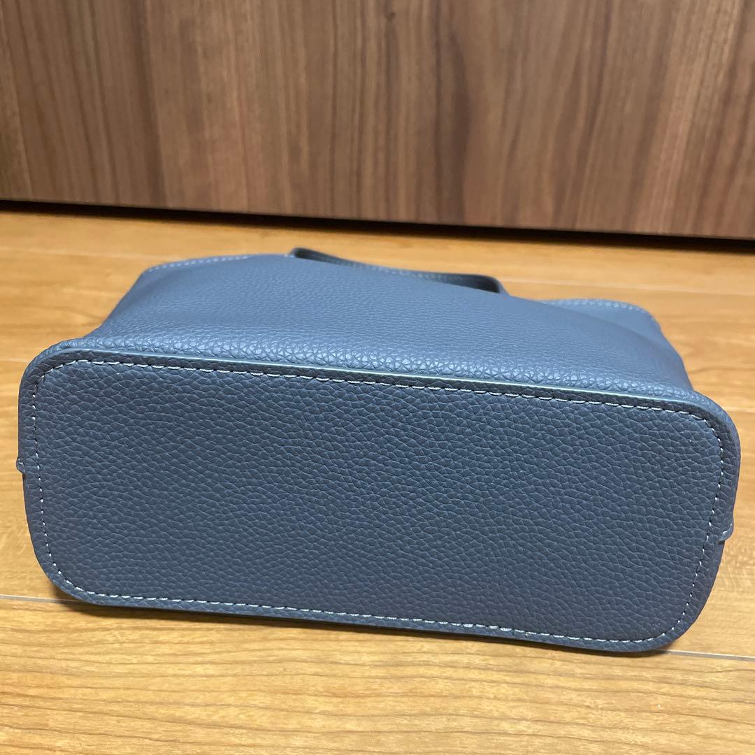 ユナイテッドアローズ UA M/F TOTE XS ブルー シボ 合皮 トート