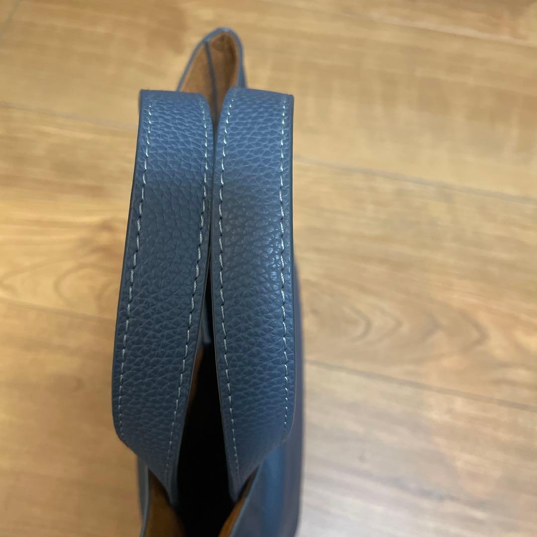 ユナイテッドアローズ UA M/F TOTE XS ブルー シボ 合皮 トート