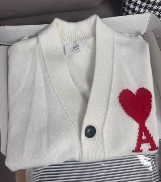 AMI PARIS ハート刺繍ニット セーター 秋冬 男女兼用 S