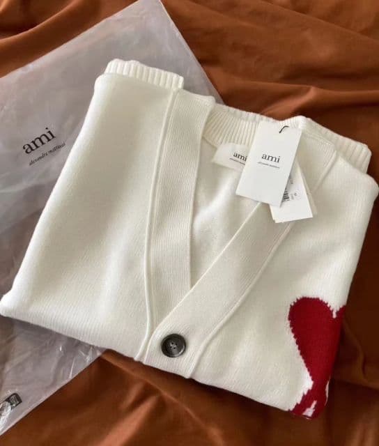 AMI PARIS ハート刺繍ニット セーター 秋冬 男女兼用 S