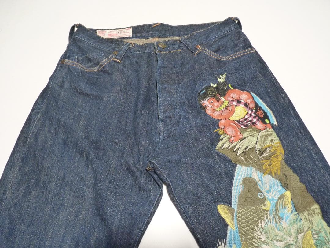 sa　エビス　EVISU　デニムパンツ　インディゴ　カモメ　刺繍　W31