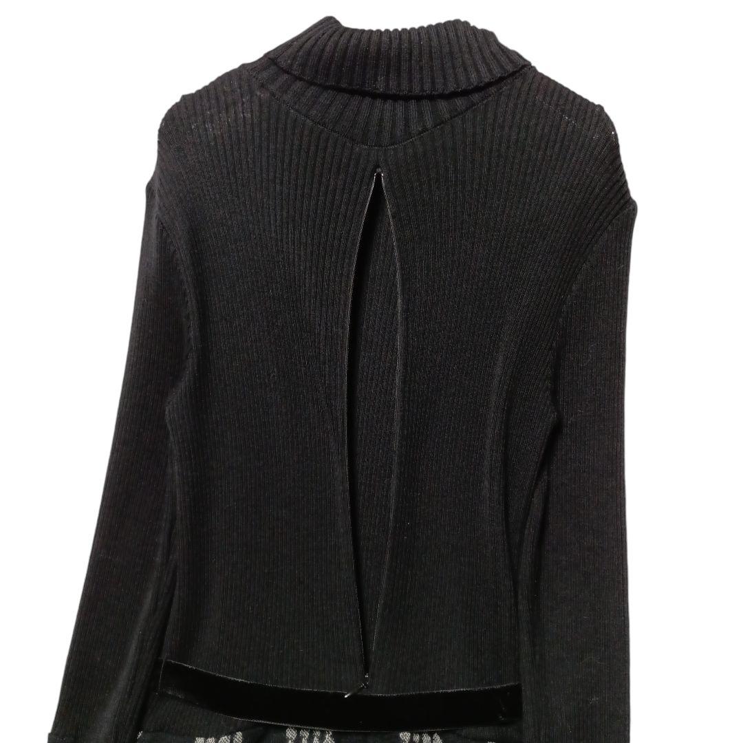 エムズグレイシー ニット切り替え ワンピース ベロアリボン 40