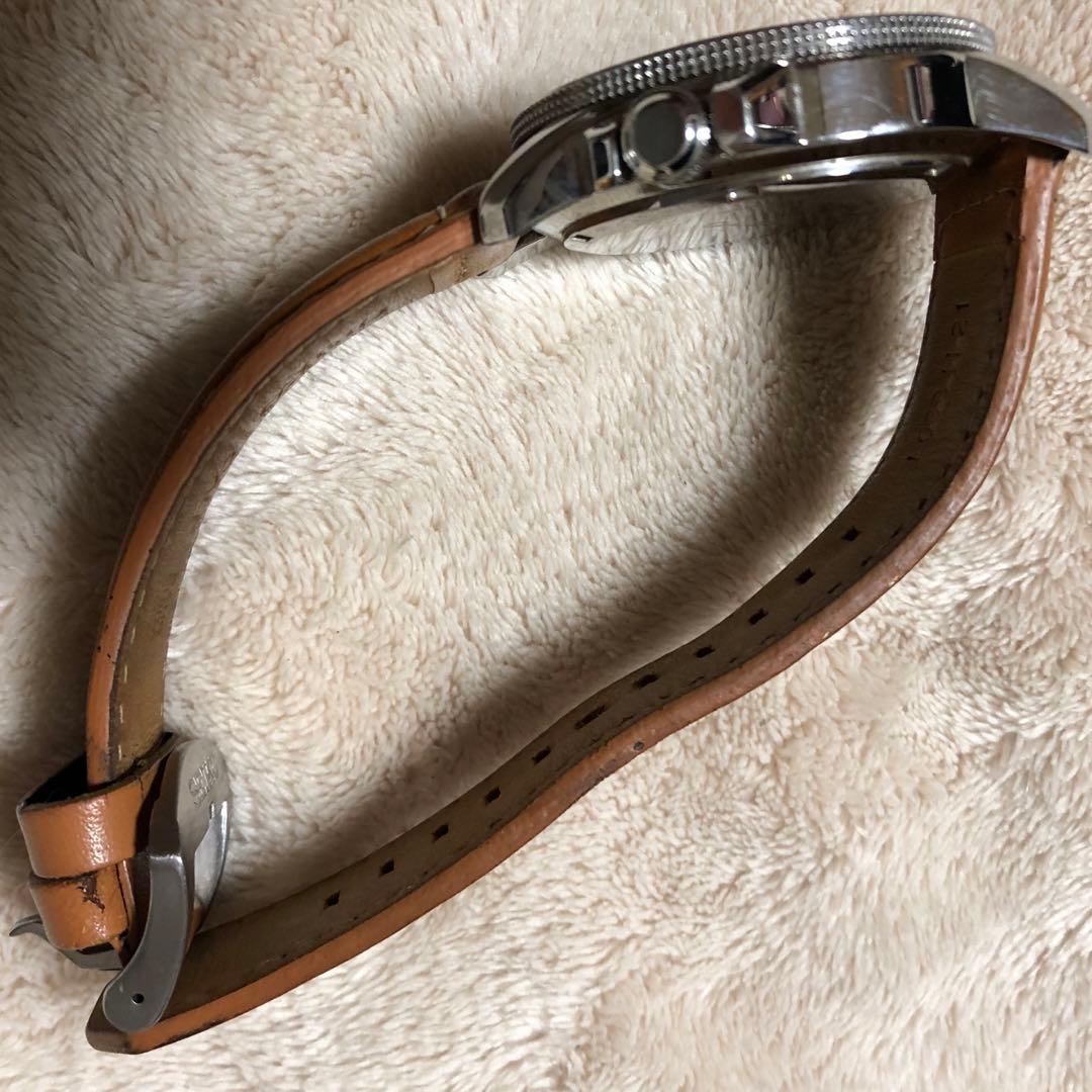 SEIKO セイコー　ソーラー腕時計　クロノグラフ　レザーベルト　メンズ