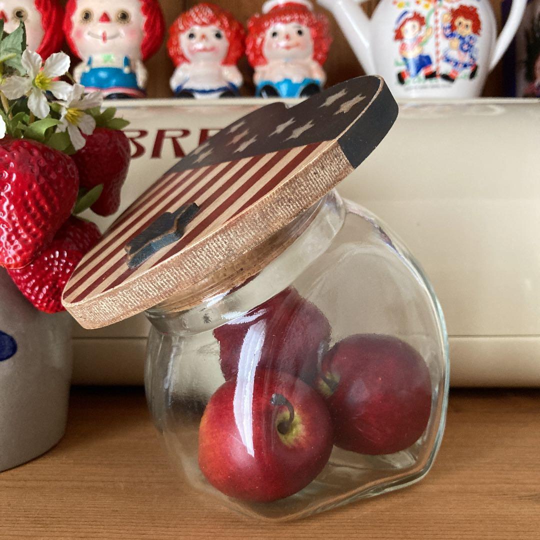 アメリカンカントリー　ヴィンテージ　入手困難　ハートの星条旗　ガラス瓶　コルク栓