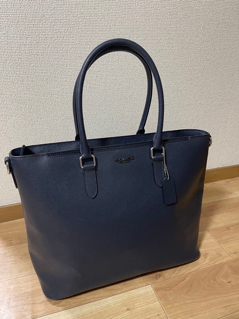美品◎COACH ベケット オールレザー トートバッグ 本革 ネイビー