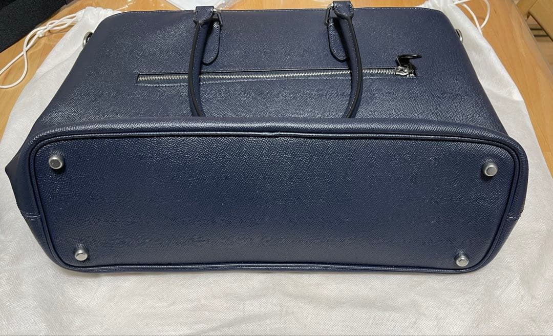 美品◎COACH ベケット オールレザー トートバッグ 本革 ネイビー