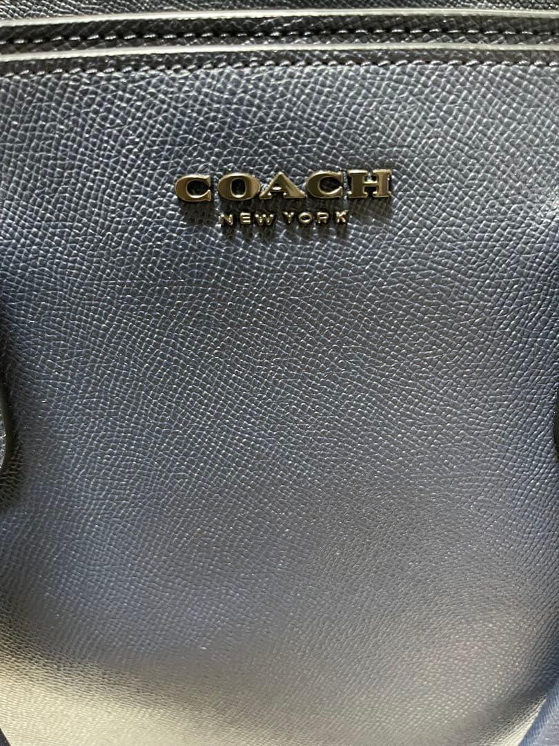 美品◎COACH ベケット オールレザー トートバッグ 本革 ネイビー