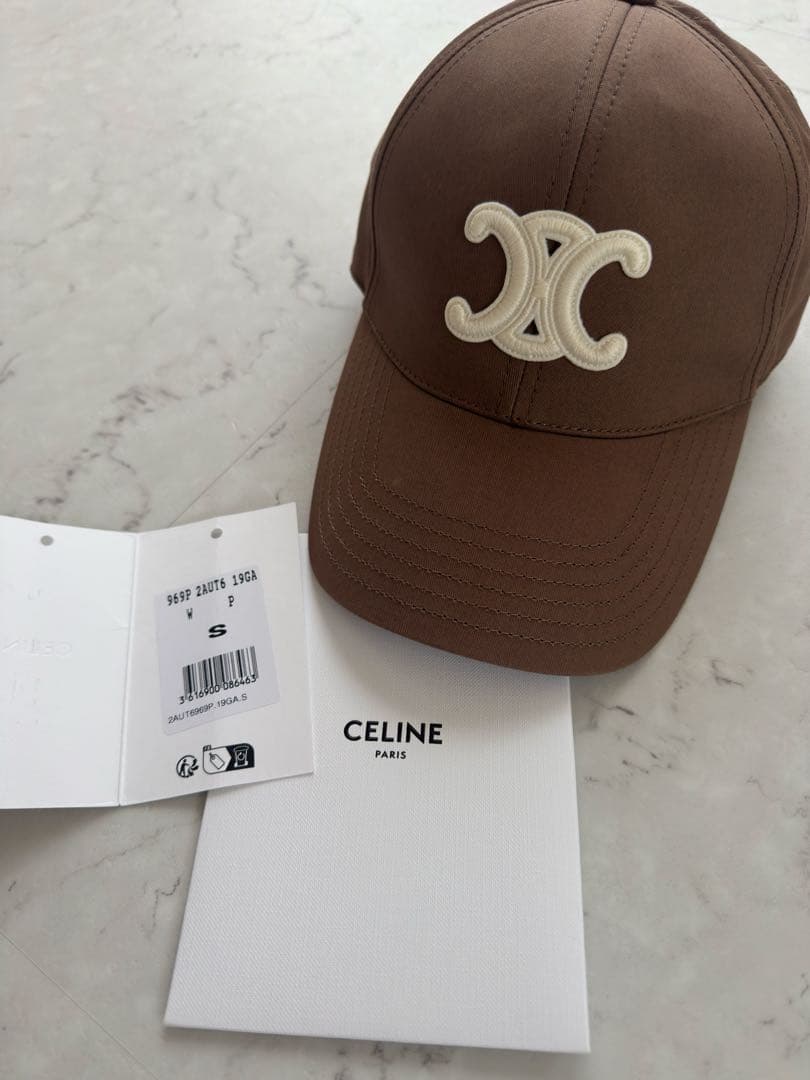 CELINE ブラウンベースボールキャップ S